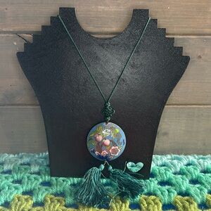 Vintage Cloisonné Blue Tassel Necklace